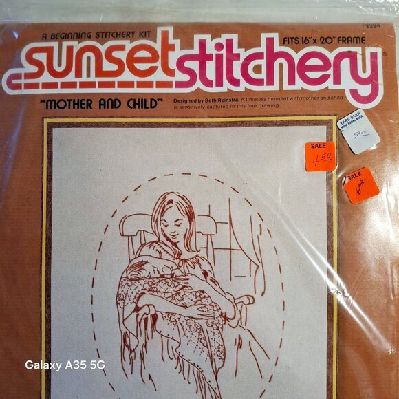 Sunset Stitchery "Mother And Child" Embroidery Kit For 16x20 Frame  New Sealed - Picture 4 of 6
